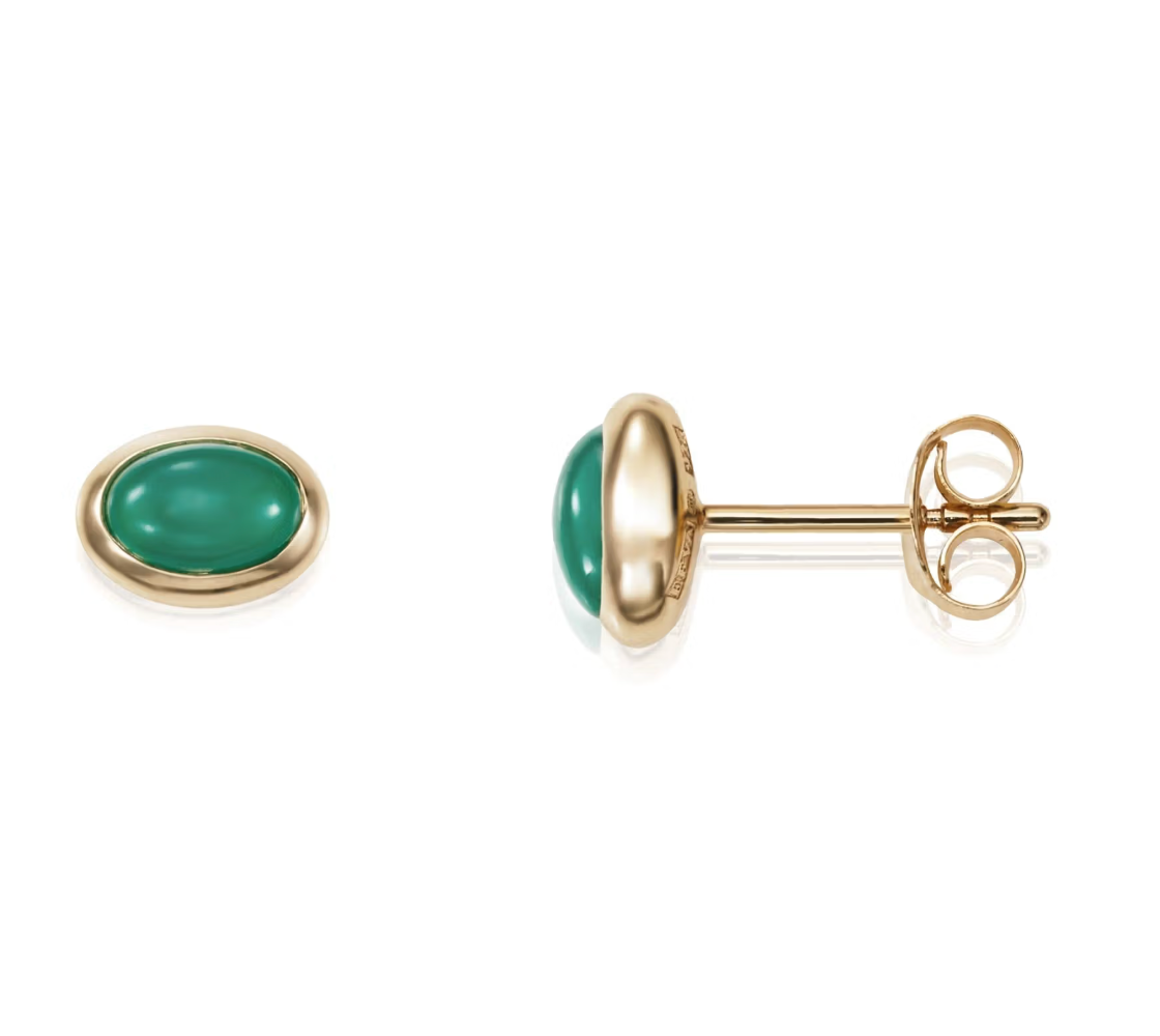 Love Bead Ear - Green Agate