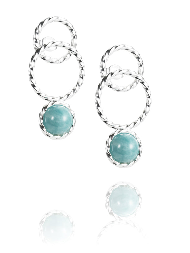 Twisted Orbit Earrings - Amazonite