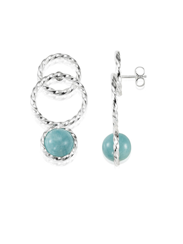 Twisted Orbit Earrings - Amazonite