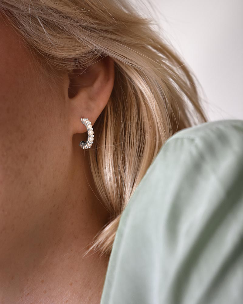 Petite Star pearl hoops