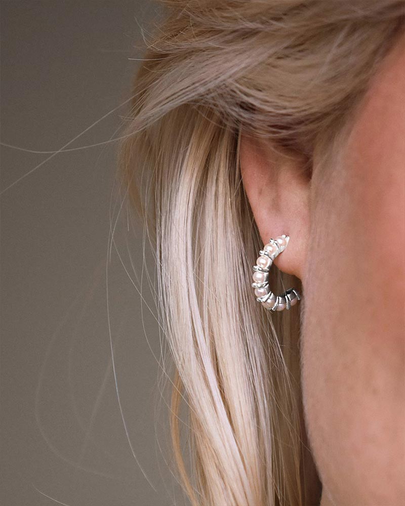 Petite Star pearl hoops