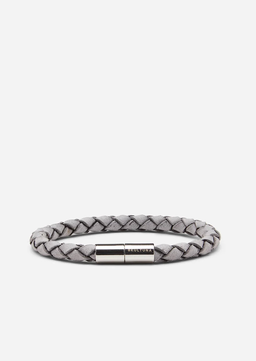 Leather Bracelet 5 mm. Grey